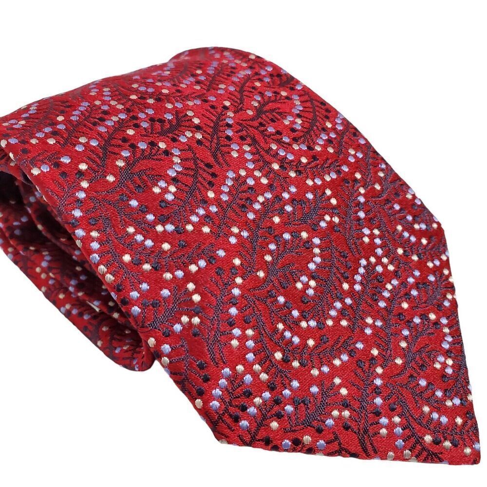 CACHAREL MENS Silk tie RED GEOMETRIC Dots NECKTIE HANDMADE IN ITALY
